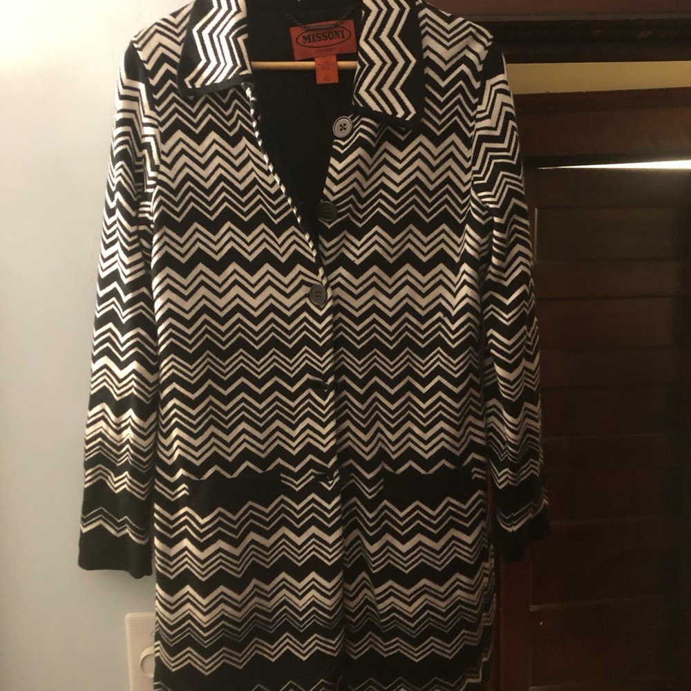 Missoni for Target Black and White Zigzag Knit Cardigan Coat
